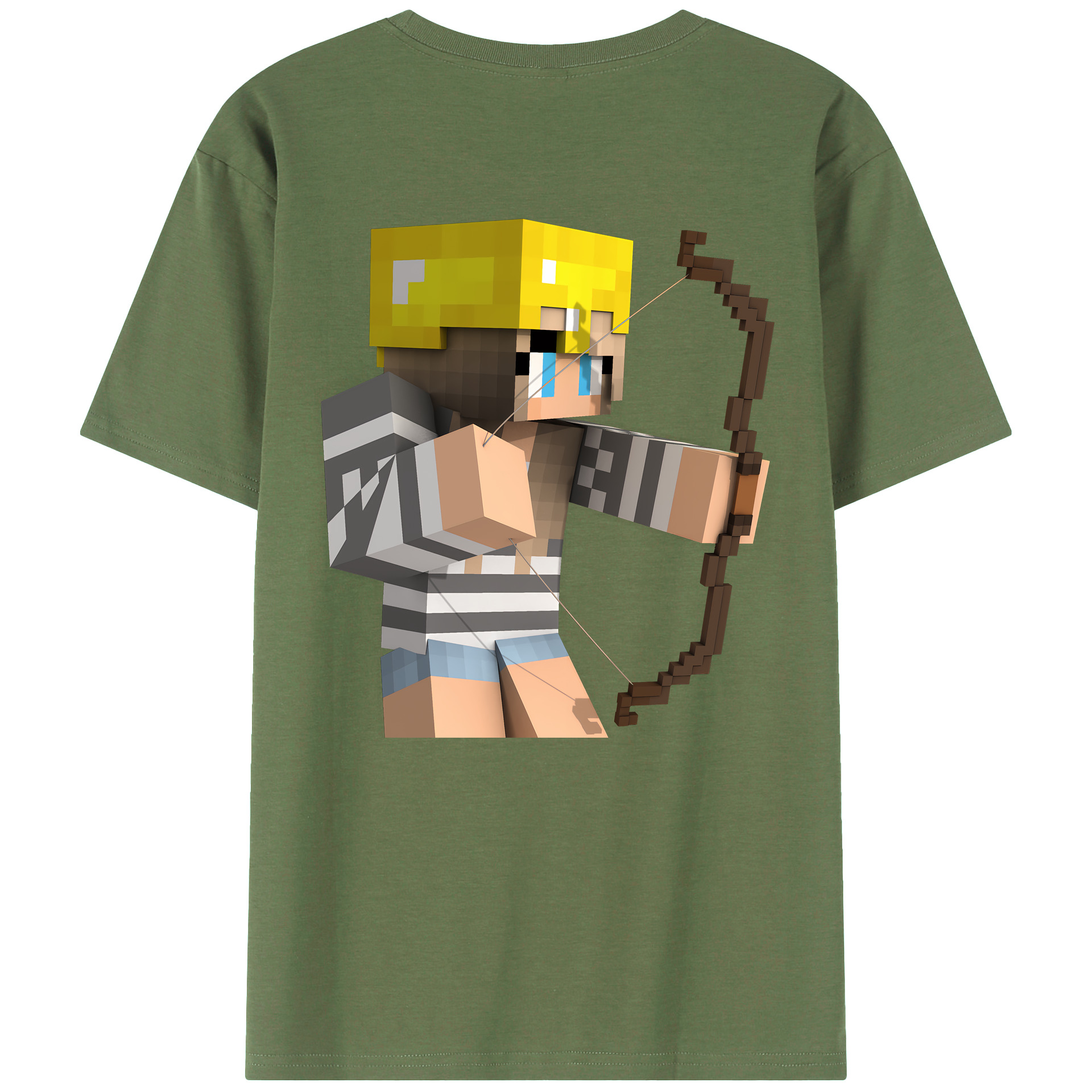 （画像用） マインクラフト ブロックの世界 Minecraft MC Block world 綿100％ メンズ半袖Tシャツ（バックプリント） 通気性
